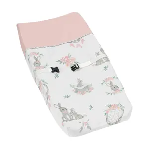 Sweet Jojo Designs Blush Pink and Grey Woodland Boho Dream Catcher Arrow Girl Baby Nursery Changing Pad Cover for Gray Bunny Floral Collection - Watercolor Rose Flower