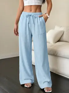 Casual waist-cinching pants suitable for couples and unisex wear, ideal for all seasons; versatile and easy to pair. Made from 100% polyester fiber, it’s perfect for everyday wear and weekend outings. Beach pants—an essential for summer vacations. It’s a