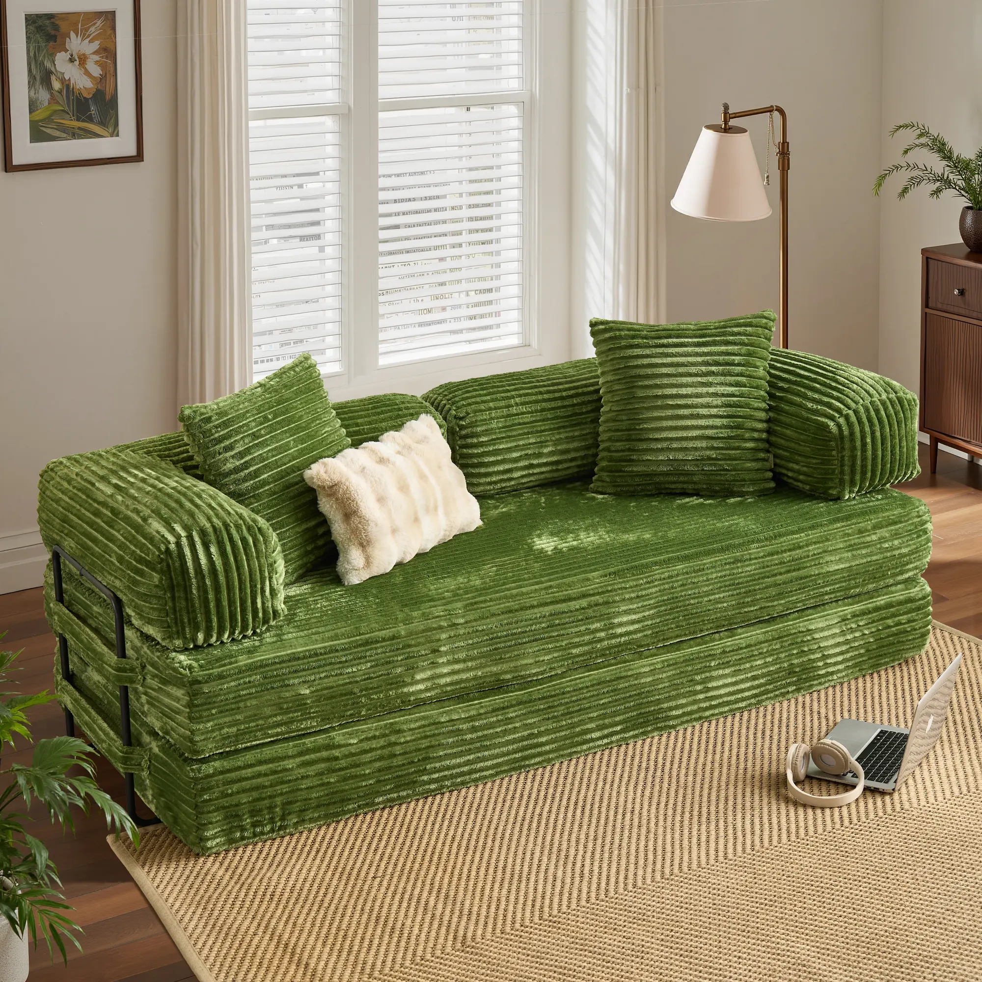 Green Plush Corduroy