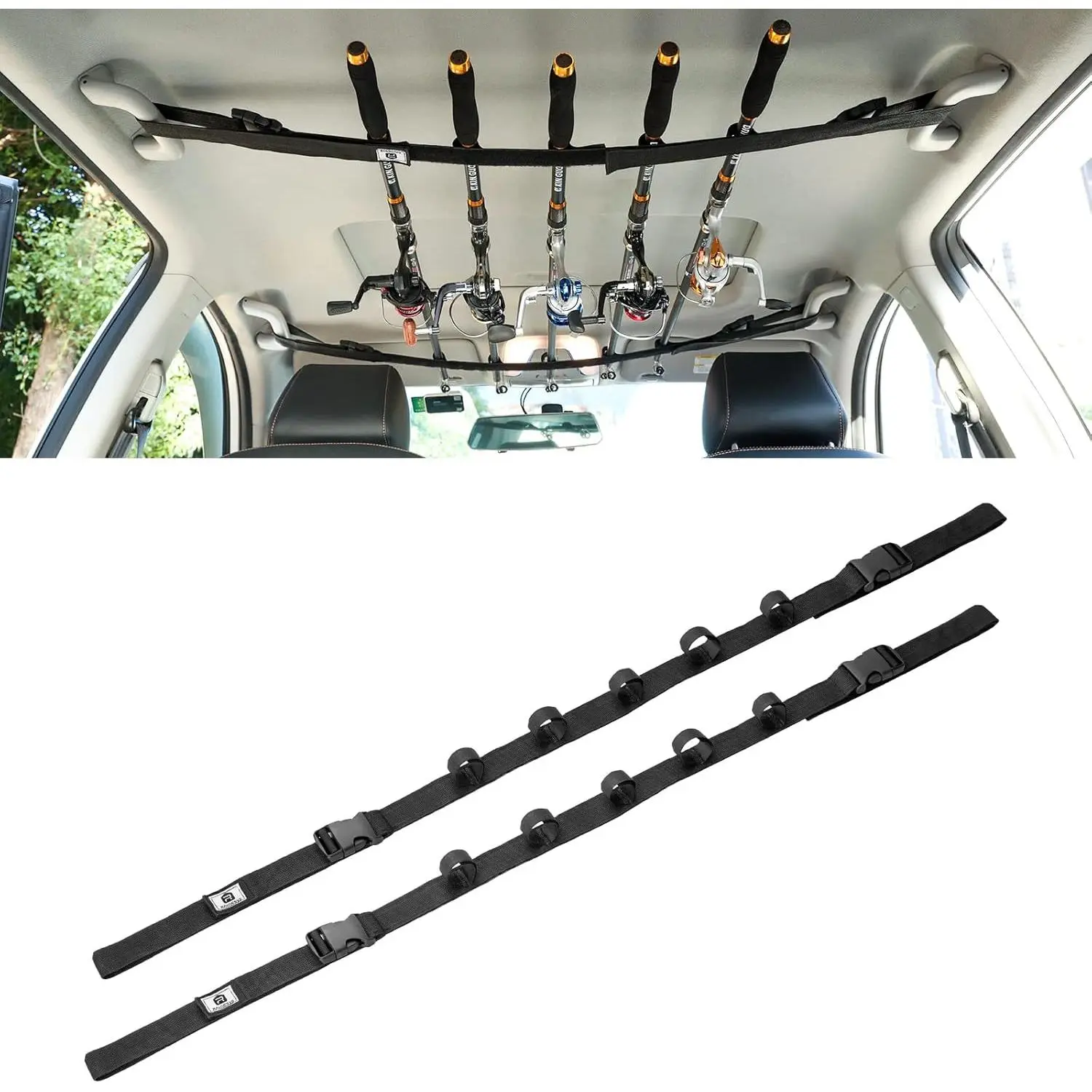 MOKO Vehicle Fishing Rod Holder, Car Fishing Pole Roof Rack Inside, 5 Rod Capacity, Heavy Duty MOKO Vehicle Fishing Rod Holder, Car Fishing Pole Roof Rack Inside, 5 Rod Capacity, Heavy Duty