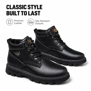 YANXIANSHOES Men’s Minimalist Chunky Sole Lace-Up Boots | Urban Streetwear / Daily Wear | Ankle Boots / Casual Boots Safety Square Toe Steel Toe Caps