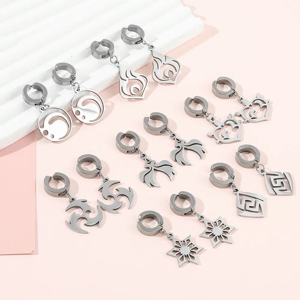 Genshin Impact Earrings, Clip On Earrings, Element Earrings