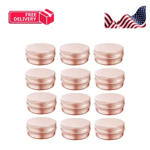 2 Ounce Aluminum Tin Jar with Screw Cap 60mL Tin Cans Rose Gold 12 Pcs.