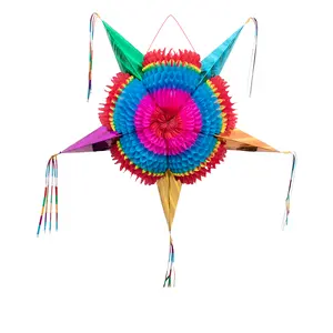 Mexican Piñata (Medium 26 inches) - Authentic Handmade Foldable Pinata for Birthday Party - Piñatas para Cumpleaños - Fiesta Piniata - Mexican Star Pinata - Cinco de Mayo Pinatas
