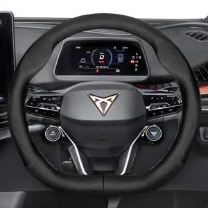 For CUPRA Perforated Leather Steering Wheel Cover Ultra-thin Breathable Protective Cover Fits Formentor/Leon/Leon Sportstourer/Born/Ateca/Tavascan/Terramar Black Burgundy Brown Mocha						