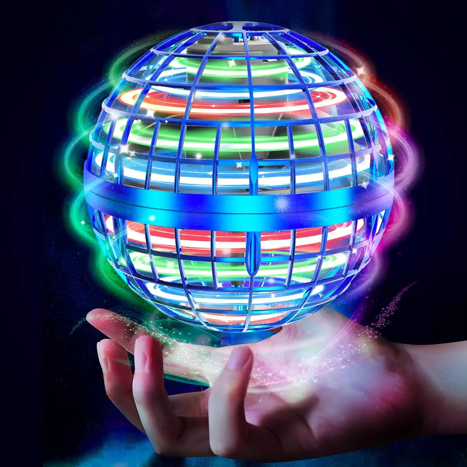 UFO Flying Ball Toy, Magic Hovering Ball, Boomerang, 360° Rotating Cosmic Ball, Flying Gyro, Hand-Controlled Mini Drone with LED Lights, Cool Toy Gift Transparent shell, hypnotic neon lights, and it actually flies! Best toy for 2026.