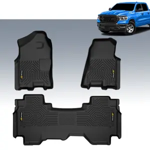 CROSSDESIGN All Weather TPE Floor Mats Waterproof Liners Protectors Fit For 19-24 Dodge Ram 1500 Classical &12-18 Dodge Ram 1500 Crew Cab & Quad Cab