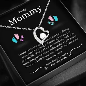 To My Mommy From Bump Necklace, New Mom Gift Idea, New Mom Gift From Husband, Baby Bump Gift, Mommy Gift From Unborn Baby, New Mom Gift, Mother's day Gift Necklace With Meaningful Message Card Inside & Box