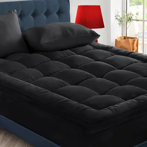 King Mattress Topper, Extra Thick Pillowtop, Cooling Plush Mattress Pad Cover Bed Topper Protector with 8-21 Inch Deep Pocket (Black, King)
