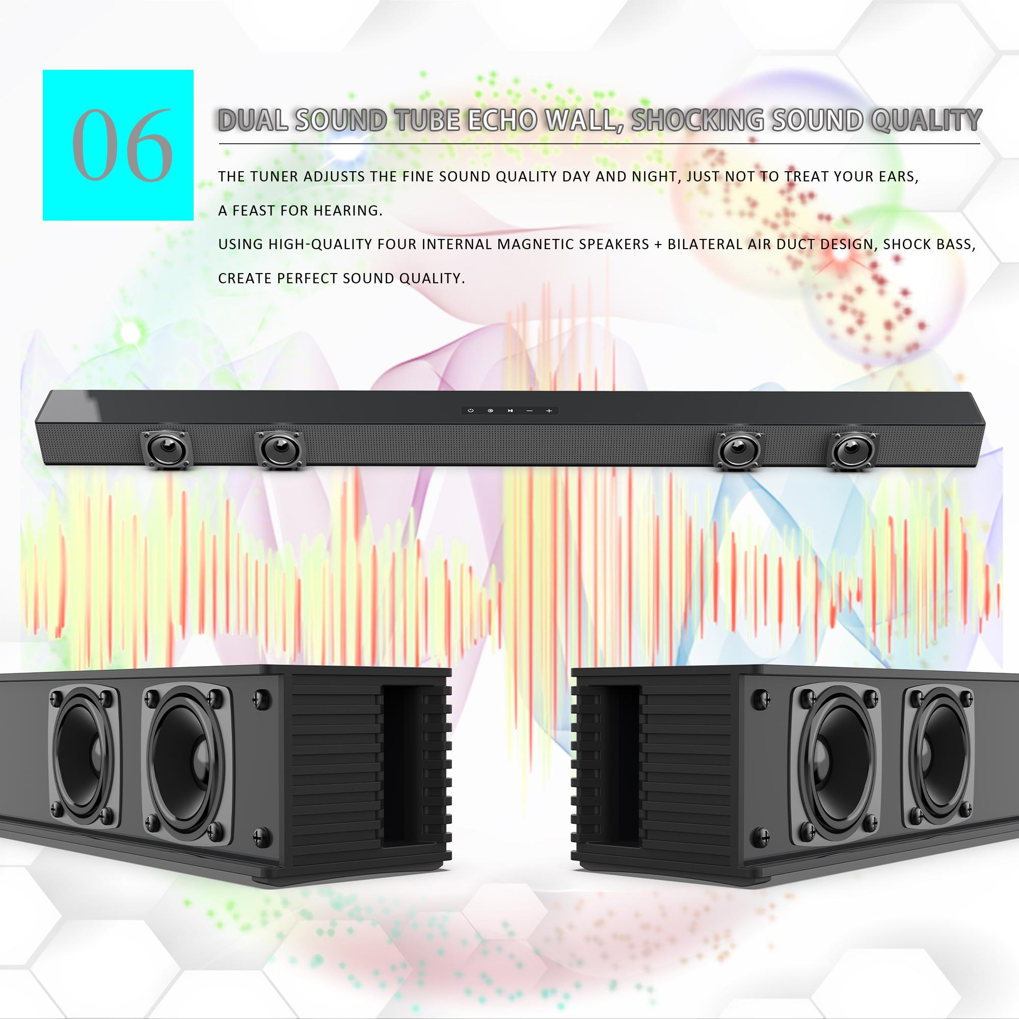 Sound Box, Bluetooth 5.0 Soundbar Speaker, Home Theater 3D Soundbars Bass Subwoofer With ARC,OPT,Coaxial Line Remote Control