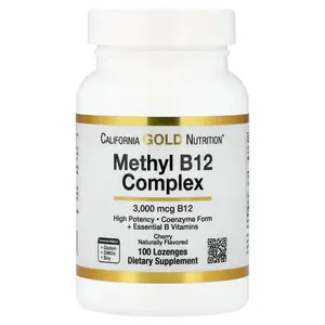 California Gold Nutrition Methyl B12 Complex with Folate, Biotin and Vitamin B6, Cherry, 100 Lozenges
