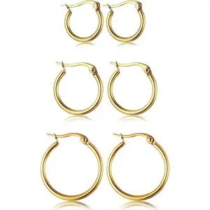Stainless steel earring set, suitable for women, men, and girls, small earrings, lightweight, can be clicked on the top, penetrating 10-20MM per day