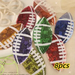 8-Piece Colorful Fashion Patches with Random Colors, Football Pattern Iron-On or Sew-On, Ideal for Backpack and Hat Decoration