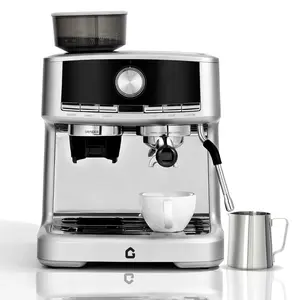 Stainless Steel Espresso Coffee Maker with Built-in Grinder, 20-Bar Pressure, 2.8L Removable Water Tank, Milk Frother Steam Wand, Adjustable Shots, Pro for Home Baristas (Latte & Cappuccino)