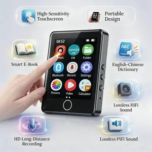 64GB MP3 player (supports Bluetooth), with high-fidelity sound quality, designed specifically for sports runners; equipped with a 2.8-inch screen, built-in high-definition speaker, integrates recording, FM radio, and e-book functions, comes with earphones