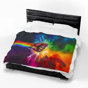 LGBTQ+ Pride Rainbow Fist Blanket | Gay Pride Power Art Plush Throw Blanket