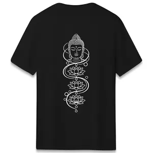 Buddha Lotus Back Print Graphic Tee Minimalist Zen Yoga Meditation Boho Spiritual Unisex Streetwear Shirt