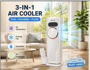 4000ML Evaporative Air Cooler with 1500W Heater | 3 Fan Speeds | 3 Summer Modes (Fan/Humidifier/Cooler) | 2 Heat Settings | Remote | Portable Tower Fan Heater
