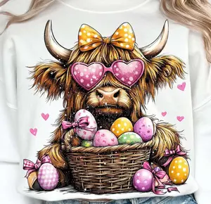 Cute Easter Highland Cow tee, tshirt