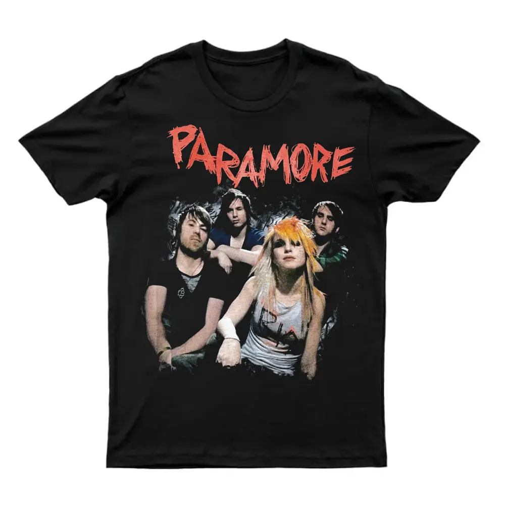 Paramore Red Scratch Logo Band Photo T-Shirt – Alternative Rock Concert Tee  Vintage Style