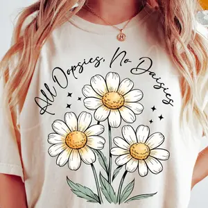 All Oopsies No Daisies Tshirt, Trendy Vintage Floral Shirt, Wildflower Aesthetic T-Shirt, Cute Cottagecore Graphic Oversized Tee