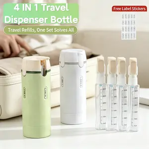 4-in-1 Travel Dispenser Bottle,Travel Bottle,Compact and Lightweight Toiletry Organizer,Easy to Carry,Ideal for Business Trips,Vacations,and Frequent Travelers,Travel Set,Easy Carrying,Portable Cosmetic Shampoo Dispenser Storage Bottle Container