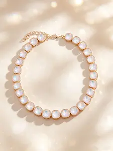 18K Gold-Plated Iridescent Gradient Crystal Bead Necklace – Versatile Spring/Summer Everyday Jewelry for Women – Perfect Birthday, Anniversary, or Holiday Gift for Her