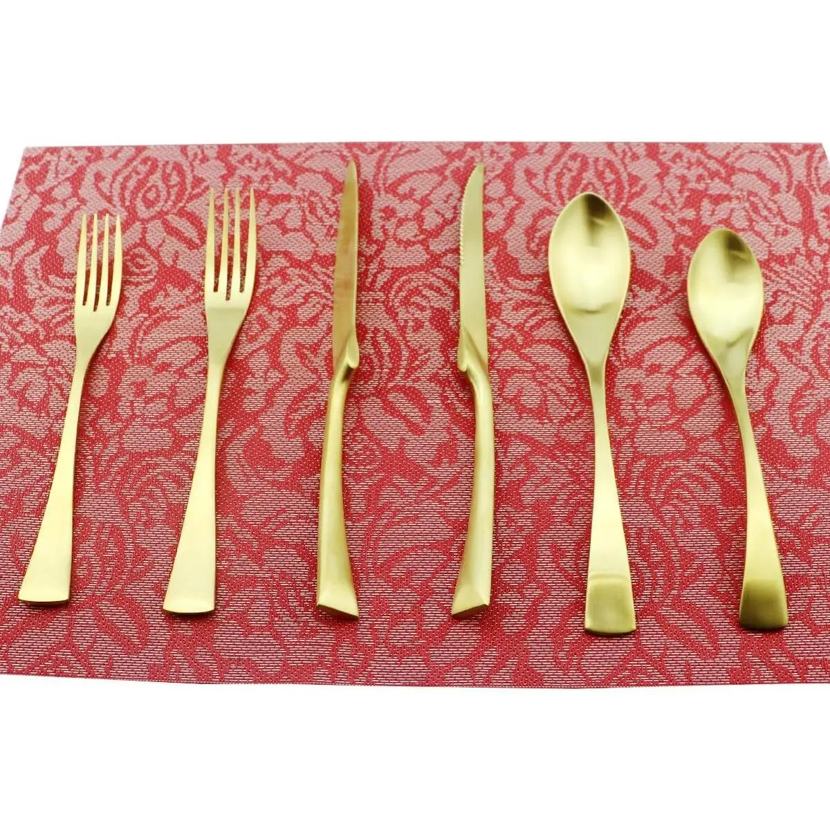 6-Piece Flatware Set,Extra Thick Heavy Duty - 18/10 Stainless Steel Cutlery Sets,High Matte Finish Gold Flatware Sets Service for 1,Multipurpose Use for Home,Kitchen,Tableware Utensil Sets