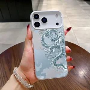 Blue relief dragon Pattern Case for iPhone 17 Pro Max 17 Air 16/15/14/13/12/11 Pro Max XR XS E Plus Retro High-end Shockproof Drop Screen Protection Cute Durable PC Smartphone Cover