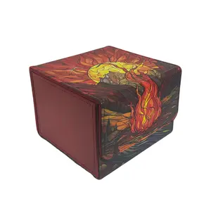 New Printed Pattern 140+ Flip Cover Standing Insert Box PU Strong Magnet Creative Display Card Storage Box Magic Party Game Card Holder