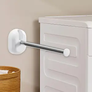 Folding Wall Mounted Clothes Hanger, Foldable 90 Degrees Stainless Steel Organizer, No Punch Wall Mounted Clothes Rack Storage Organizer