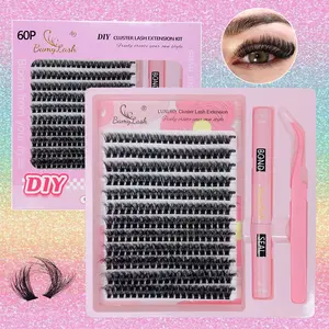 240pcs 60P Eyelash Cluster Lash Extension Kit with bond seal applicator,Volume thick Style for everyday and make up use,friendly for new beginner and make up artist, Eyelash Cluster Set