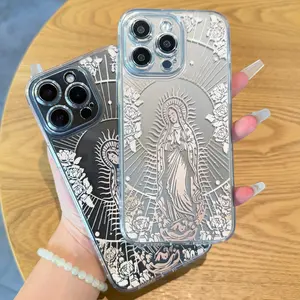 Virgin Mary Pattern Phone Case, Protective Clear Soft TPU Shockproof Protection Cover for iPhone 17 16 Pro Max case 11 12 13 14 15