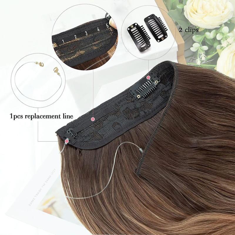 12inch Hair Extension Wavy Clip In Hair Extensions Invisible Wire Synthetic Hair Pieces For Women Daily Wear