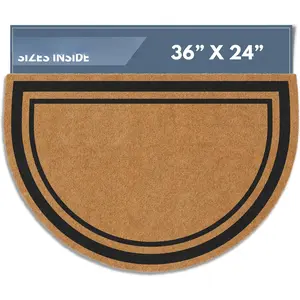 Coco Coir Doormat Welcome Mat for Front Door & Outdoor Entrance, Large Door Mat for Indoor Entrance or Porch Entry, Brown (24x36, Border)