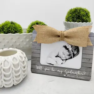 Will You Be My Godmother Frame – Godmother Proposal Gift with Bow, Personalized Baby Keepsake, Baptism Gift, Custom Photo Frame