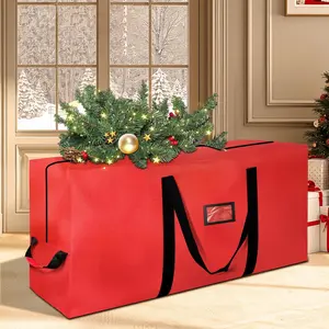 Heavy Duty Christmas Tree Storage Bag for Trees Up to 9ft – Waterproof, 600D Durable Zipper & Handles, Holiday Storage Solution (Red)