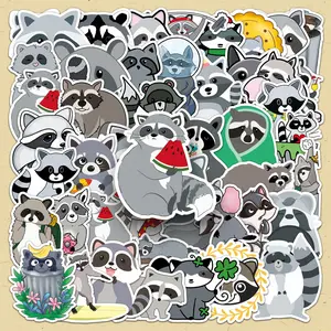 Cartoon Raccoon Pattern Sticker, 100pcs/set Cute Self Adhesive Stickers, DIY Decorative Sticker for Phone Case, Computer, Guitar, Bag, Water Cup, Scrapbook Accessories