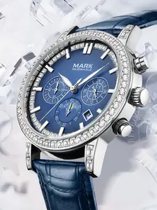 Men's Quartz Watch, Mark Fairwhale Fashion Business Multifunctional Luxury Diamond-Studded Three-Eye Timer, Model Fw-5970