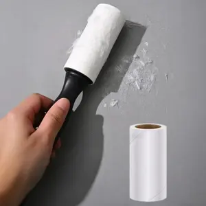 LMMAKE Roller Type Hair Adhesive Set with Black Handle - 1 Lint Roller & 2 Rolls of Paper - Super Sticky for Pet Hair, Clothes, and Furniture - Portable Non-Electric Lint Remover