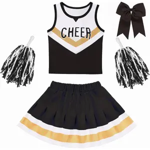 L-BN04   Toddler Cheer Uniform Kids Cheerleader Costume, Girls Cheer Outfit for Cheerleading Practice Cosplay