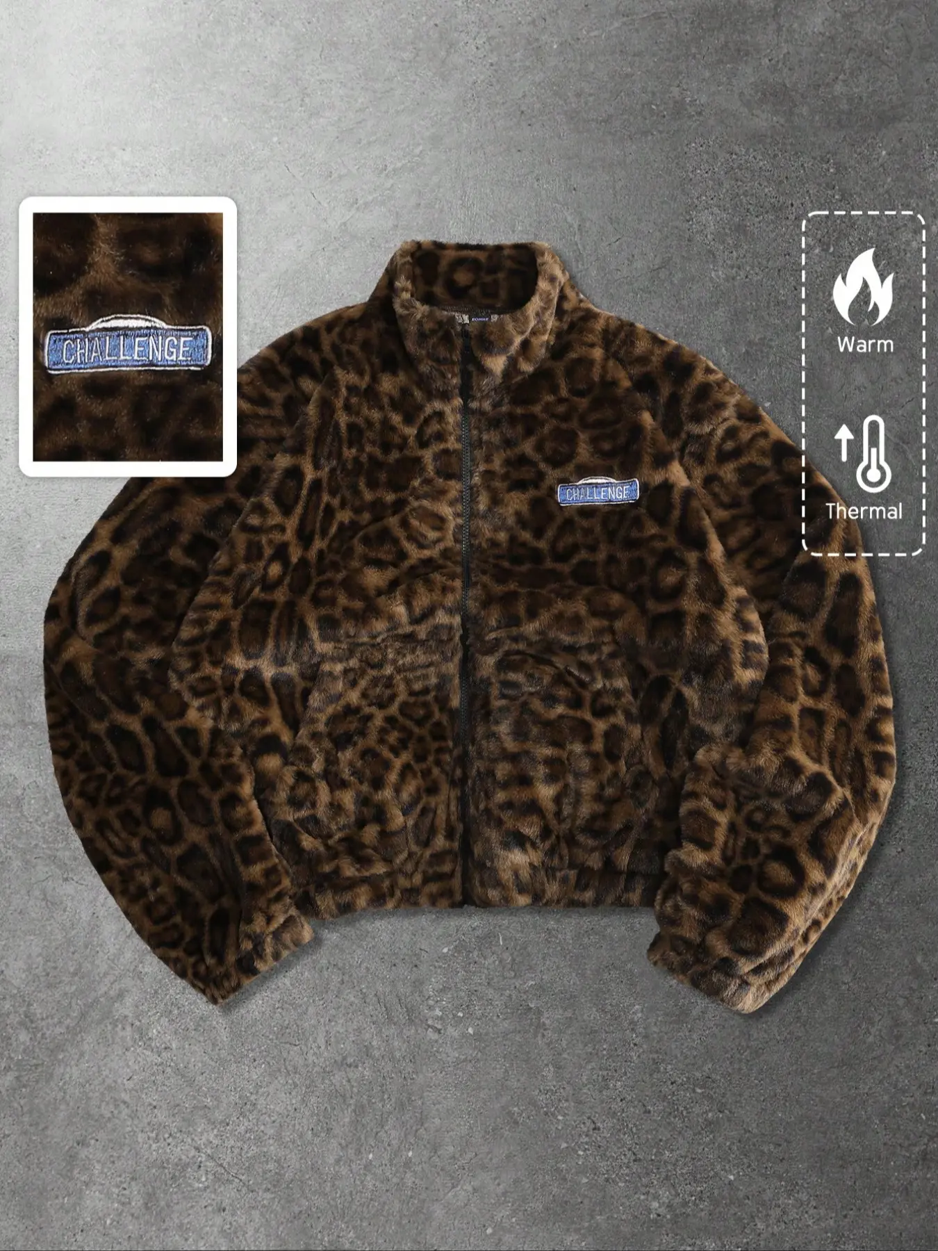 Ultra-Soft Thermal Leopard Plush Jacket with Pockets | Heavyweight Cozy Faux Fur Winter Outwear | Loose Fit Casual Warm Fleece Coat for Cold Days