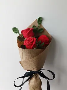 yarn crochet flowers/crochet rose / gifts for her / Christmas gifts / Lanterns with lights