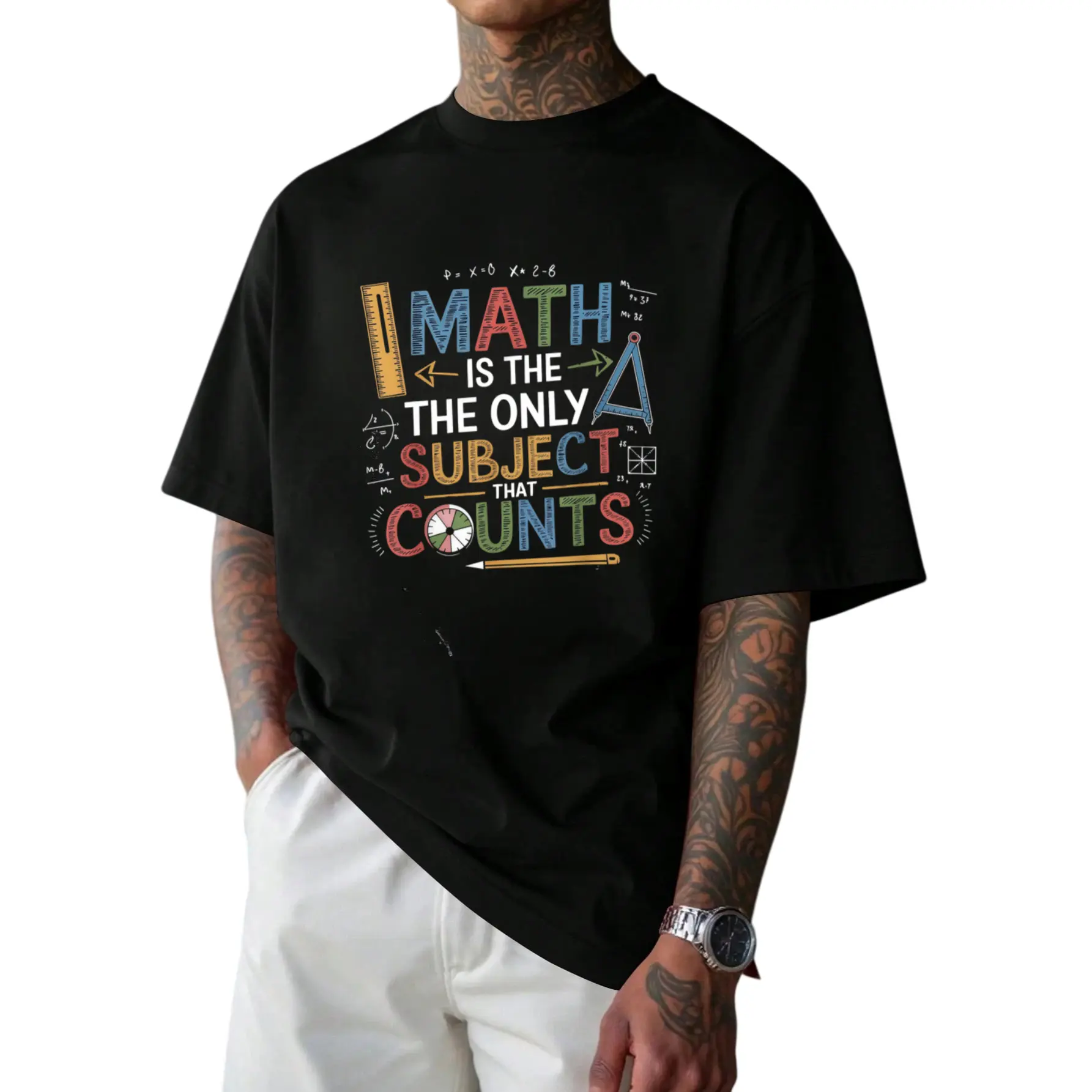Funny Math Teacher Mathematician Subject Mathematics Joke TShirt Men's Size Black Machine Washable Round Neck 1pc Suitable for Running Sports Parties Competitions PLUS SIZE Parties Beach & Sports Outdoor Clothing|All-Season Casual Wear