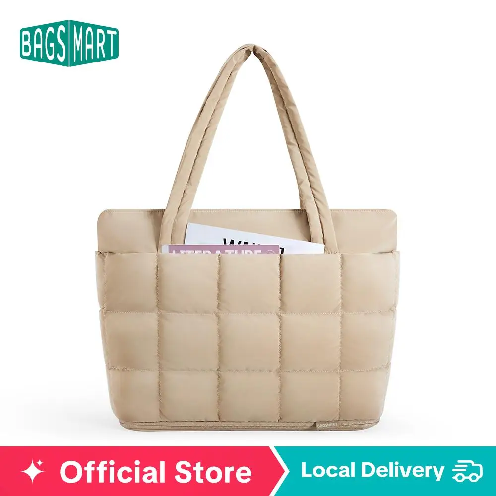 BAGSMART Bubble 22L-28L Expandable Puffer Travel Tote Bag Tote Bag, Puffer Small tote bag with Zipper, Travel Tote Bags Casual Handbags Nurse Bag Fall