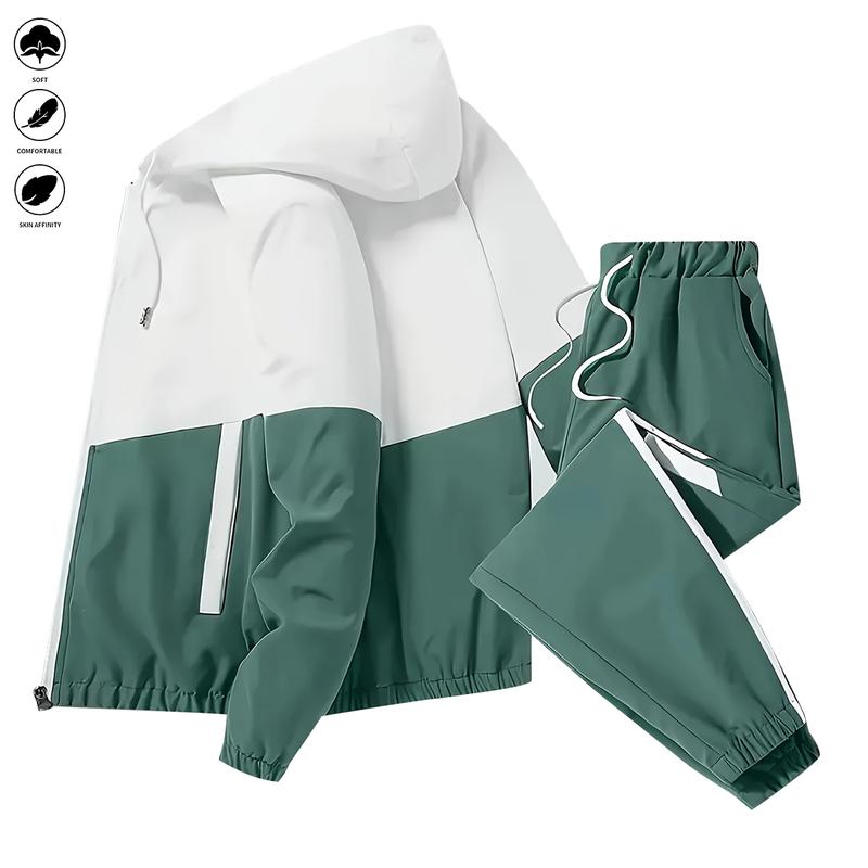Men's casual two-piece sports outfit - all-season loose multi-color sportswear set with hooded pullover, zipper jacket, long-sleeved coat, pants, jogging pants, gym workout running outdoor set Men's casual two-piece sports outfit - all-season loose multi-color sportswear set with hooded pullover, zipper jacket, long-sleeved coat, pants, jogging pants, gym workout running outdoor set