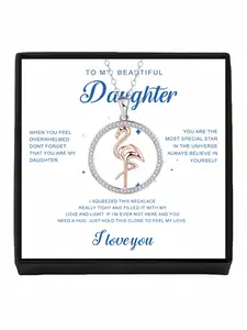 Star Ring Flamingo Summer vacation style two-tone rose gold flamingo necklace, elegant non-fading clavicle chain. Comes with greeting card for daughter. Great birthday surprise gifts for all festivals.