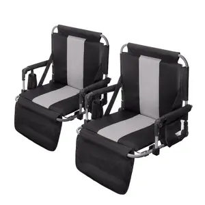 Phivilla Home Stadium Seats for Bleachers with Back Support & Armrests, Thick Padded Folding Stadium Chairs with Cup Holder & Storage Pockets, Portable Bleacher Seats with Shoulder Strap for Football, Baseball & Sports Events,Summervibes