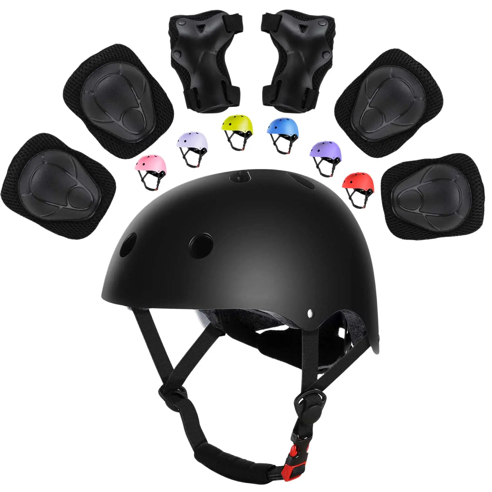 Girls' Adjustable Helmet & Protective Gear Set (Ages 6-12) - Includes Helmet, Knee Pads, Elbow Pads, Wrist Guards for Cycling, Skateboarding Helmet Set Protective Gear
