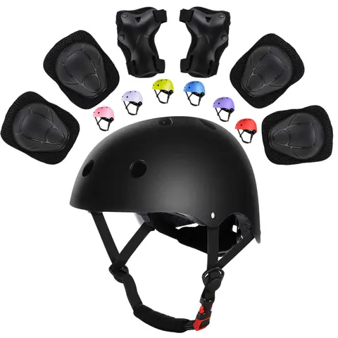Girls' Adjustable Helmet & Protective Gear Set (Ages 6-12) - Includes Helmet, Knee Pads, Elbow Pads, Wrist Guards for Cycling, Skateboarding Helmet Set Protective Gear